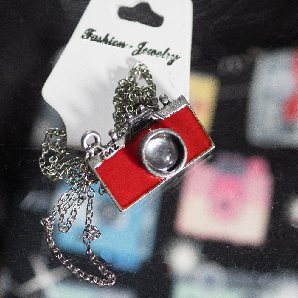 Red Enamel Camera Pendant
